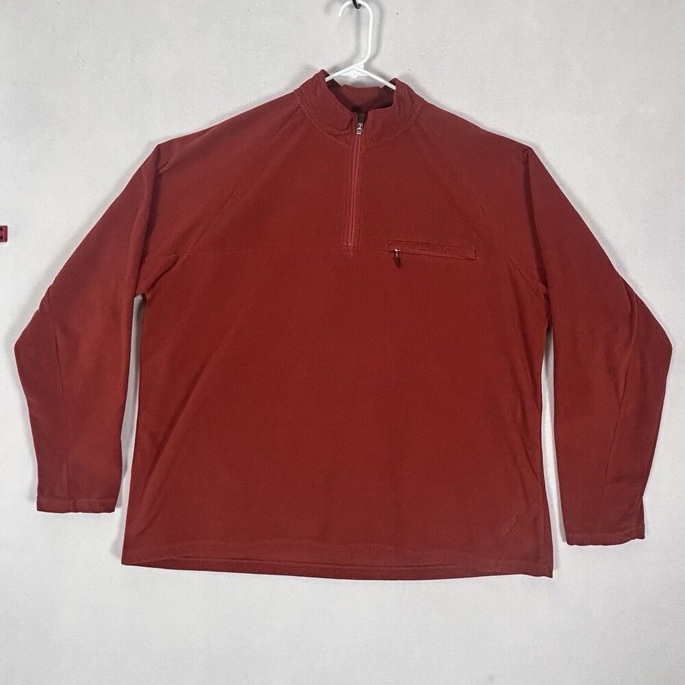 Cabelas 1/4 Zip Fleece Pullover Mens Size XL Orange Outdoor Hiking Comfort Logo